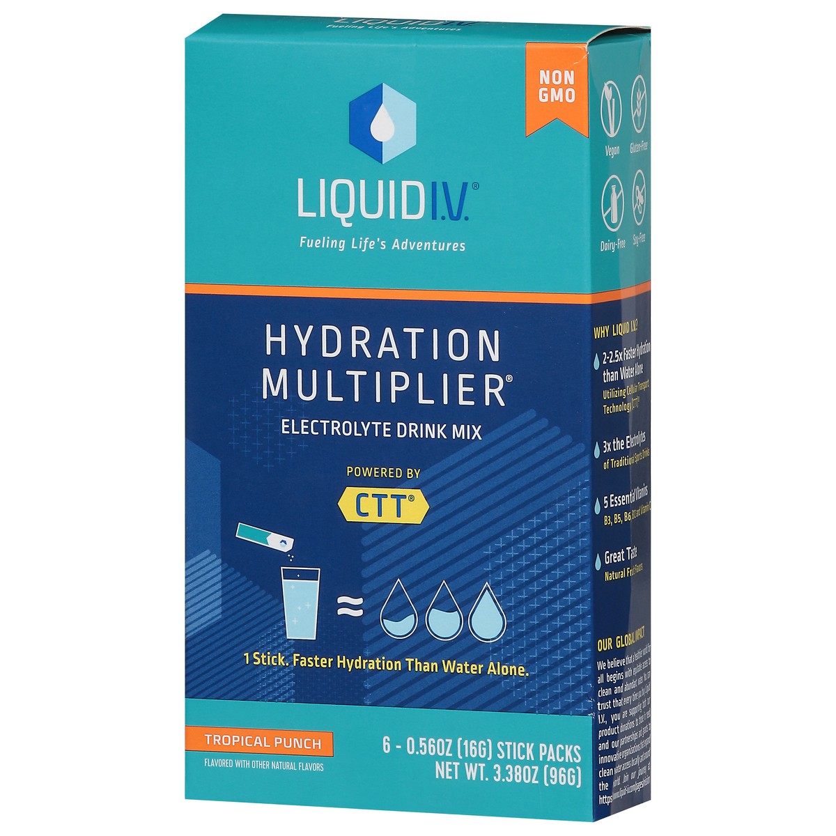 slide 11 of 15, Liquid I.V. Hydration Multiplier - Tropical Punch - Hydration Powder Packets | Electrolyte Powder Drink Mix | Convenient Single-Serving Sticks | Non-GMO | 6 Sticks, 6 ct; 3.38 oz