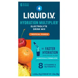Liquid I.V. Hydration Multiplier Electrolyte Powder Packet Drink Mix, Tropical Punch, 6 Ct