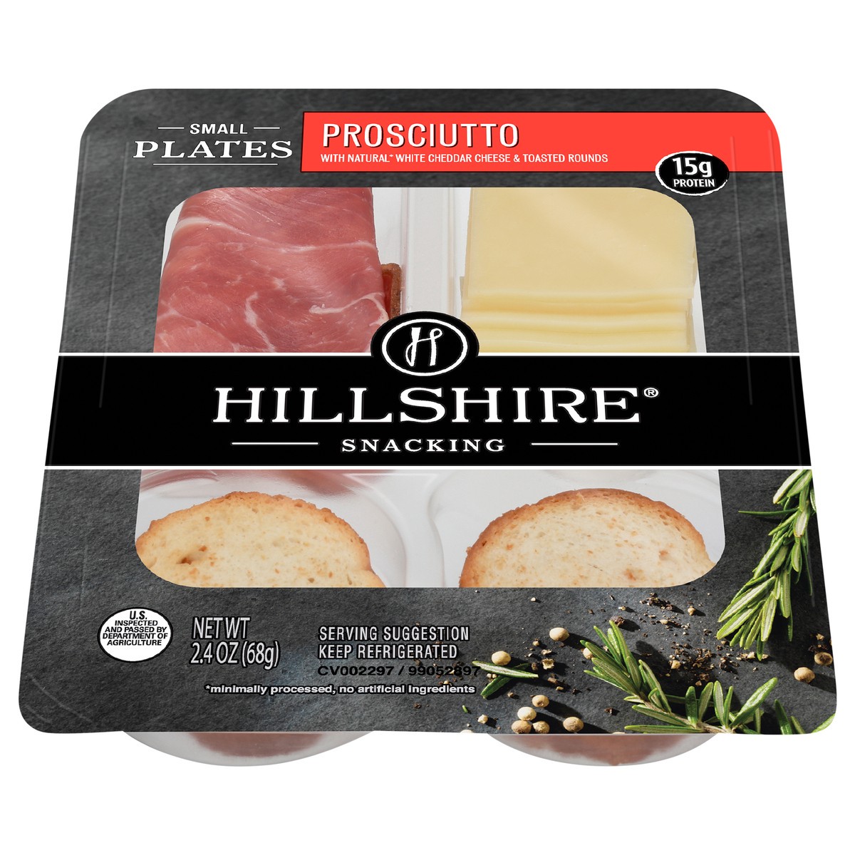 slide 5 of 8, Hillshire Snacking Small Plates, Prosciutto Deli Lunch Meat with White Cheddar Cheese, 2.4 oz, 68.04 g