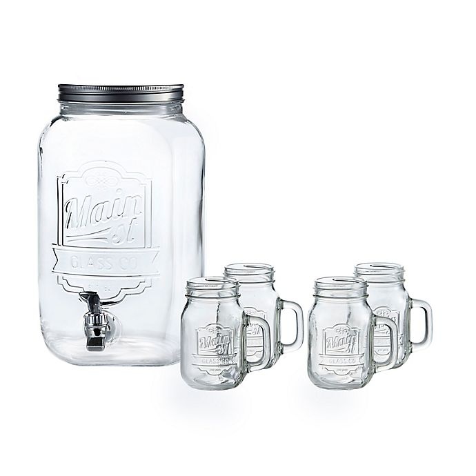 slide 1 of 3, Style Setter Mason Jar 5-Piece Beverage Dispenser Set, 2 gal