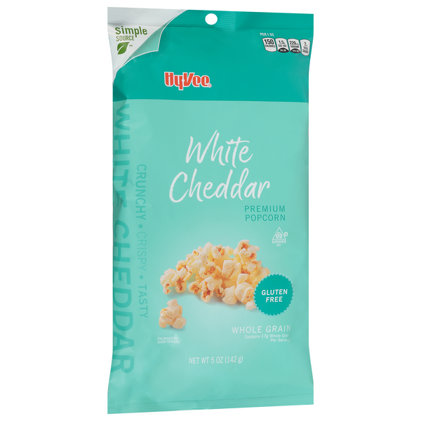 slide 1 of 1, Hy-Vee Popcorn, Premium, White Cheddar, 5 oz