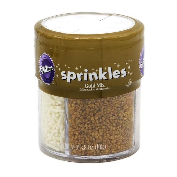 slide 1 of 1, Wilton Sprinkles Pearlized Gold Mix, 3.8 oz