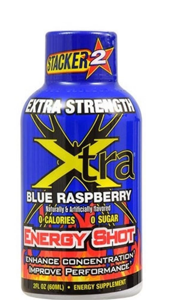 slide 1 of 1, Stacker 2 Extra Energy Strength Blue Raspberry, 2 oz