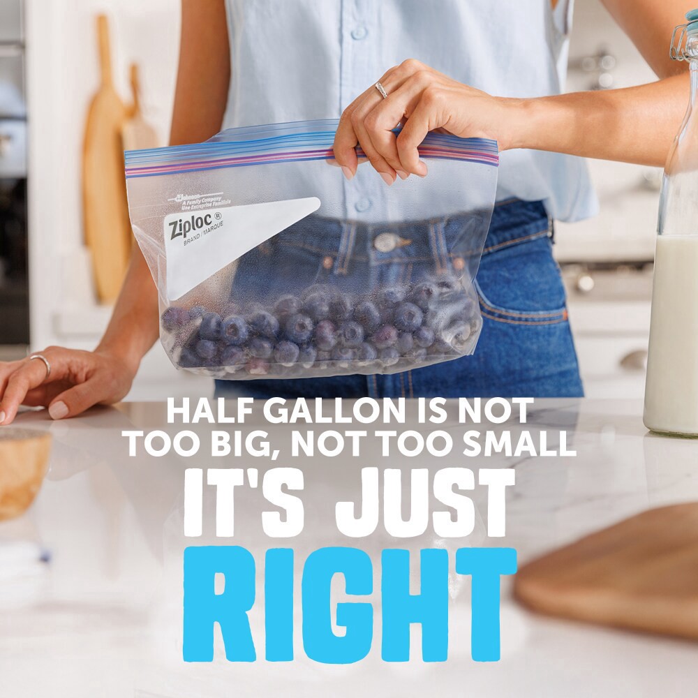 slide 5 of 6, Ziploc® Brand Freezer Bags with Stay Open Design, Half Gallon, 30, Patented Stand-up Bottom, 30 ct / 0.5 gal