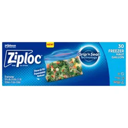 Ziploc Brand Freezer Bags with Stay Open Design, Half Gallon, 30 count