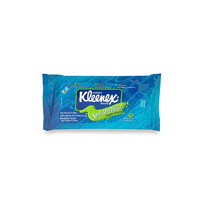 slide 1 of 1, Kleenex Splash'n Go! Moist Wipes, 14 ct