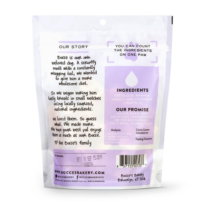 slide 2 of 3, Bocces Bakery Bedtime Tea Awesome Banana, Vanilla and Lavender Dog Treats 5 oz, 5 oz
