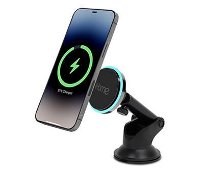 slide 1 of 1, iHome Black Magnetic Wireless Charging Dash Mount, 1 ct