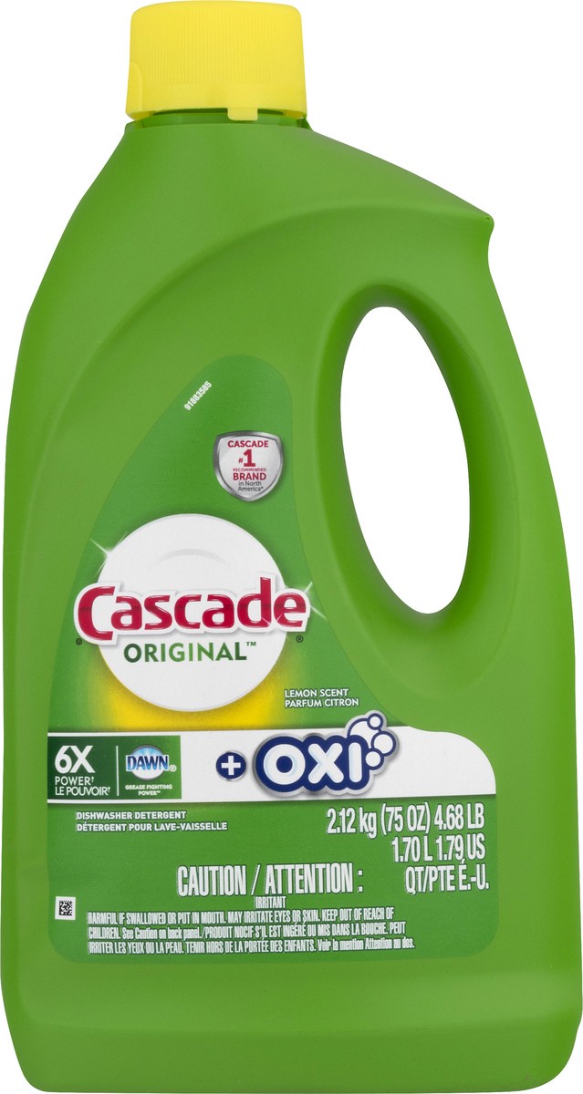 slide 7 of 9, Cascade Lemon Scent Dishwasher Detergent 75.0 oz, 75 oz