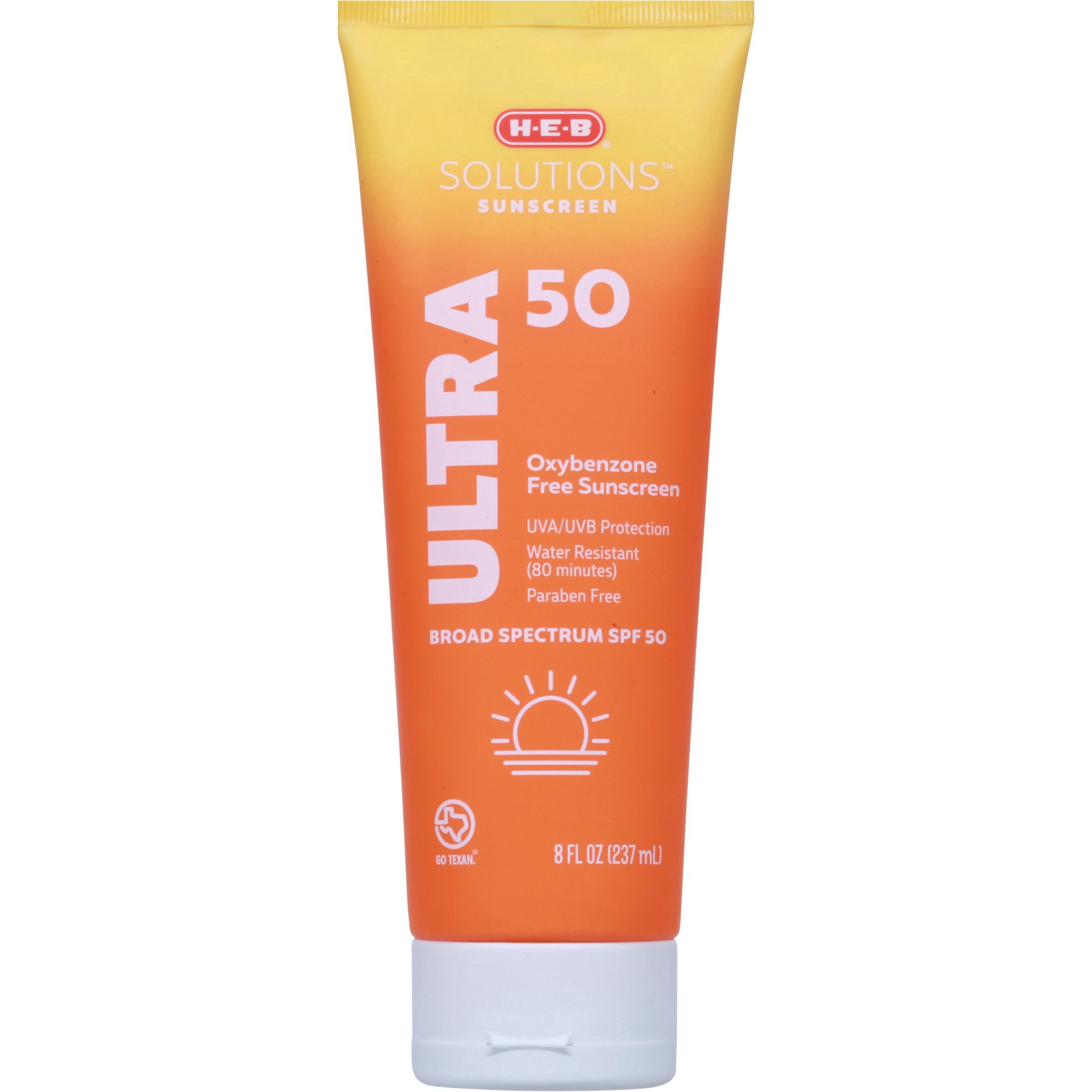 slide 1 of 1, H-E-B Solutions Ultra Oxybenzone Free SPF 50 Sunscreen, 8 oz