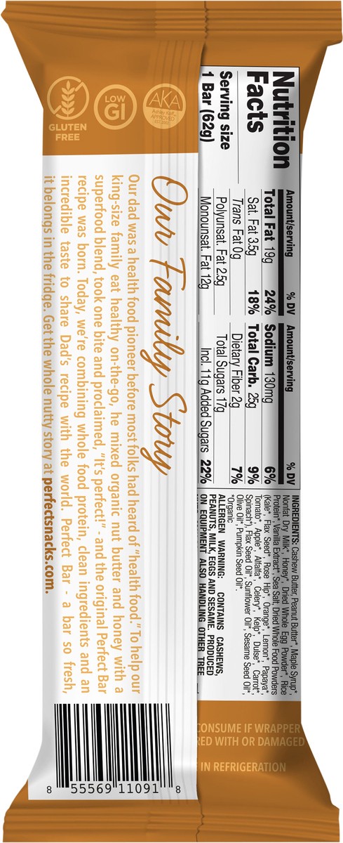 slide 5 of 9, Perfect Bar Original Refrigerated Protein Bar, Salted Caramel, 2.2 Ounce Bar, 2.2 oz