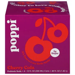 Poppi Soda, Cherry Cola, Prebiotic, 4Pk