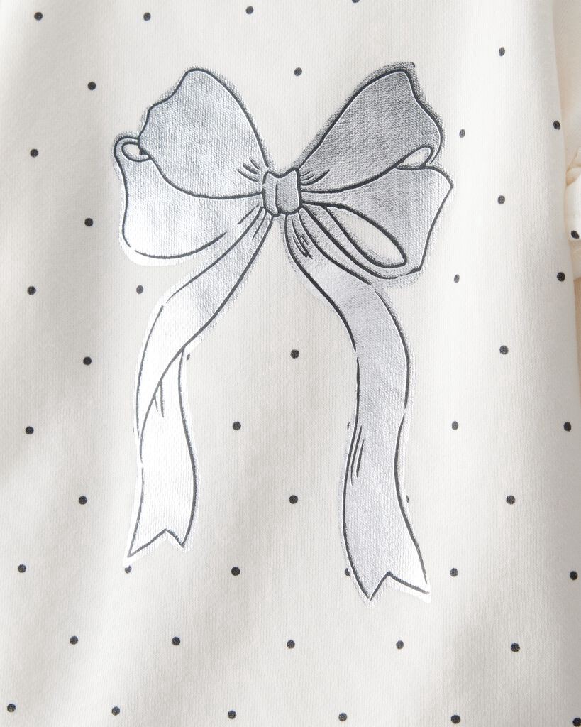 slide 4 of 4, Carters Baby Girl Fleece Ruffle Sleeve Bow Top & Rib Pant Set White 6M, 1 ct