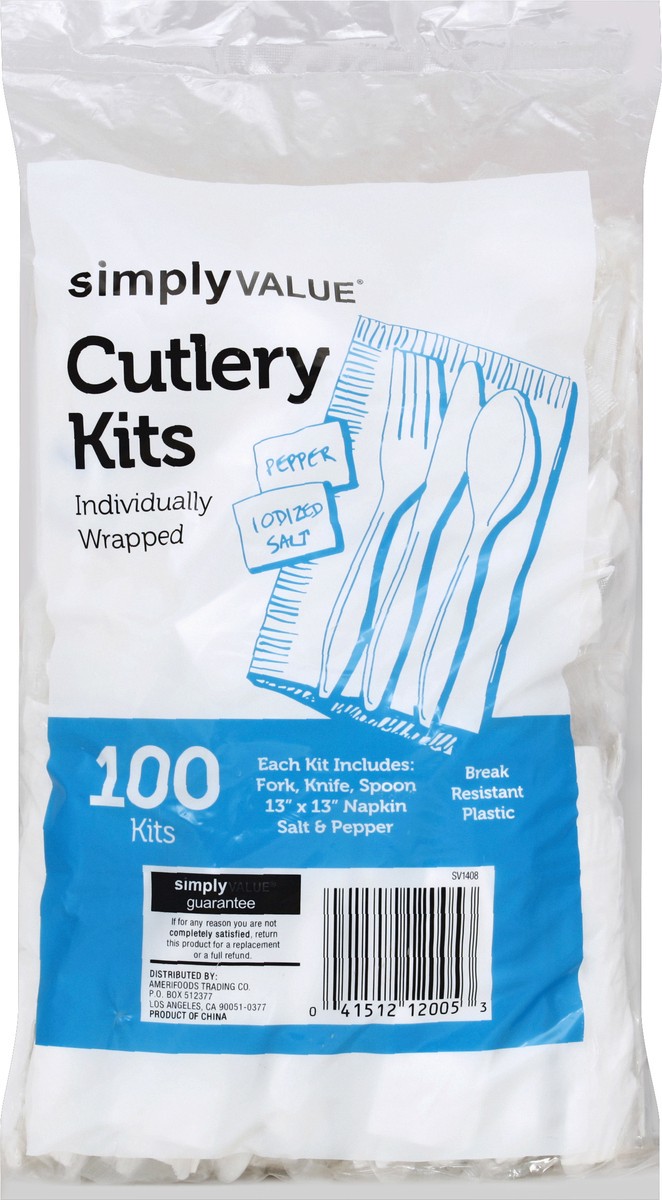 slide 1 of 8, Simply Value White Cutlery Kit, 100 ct