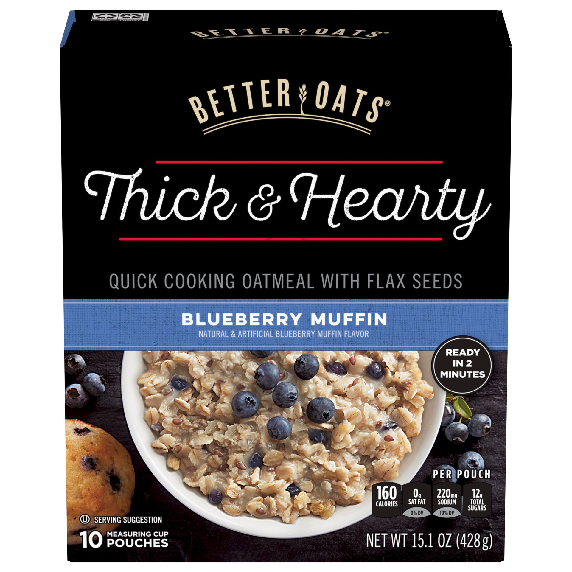 slide 5 of 5, Better Oats Blueberry Muffn Thick Hrty Oatml 10Pk, 15.1 oz