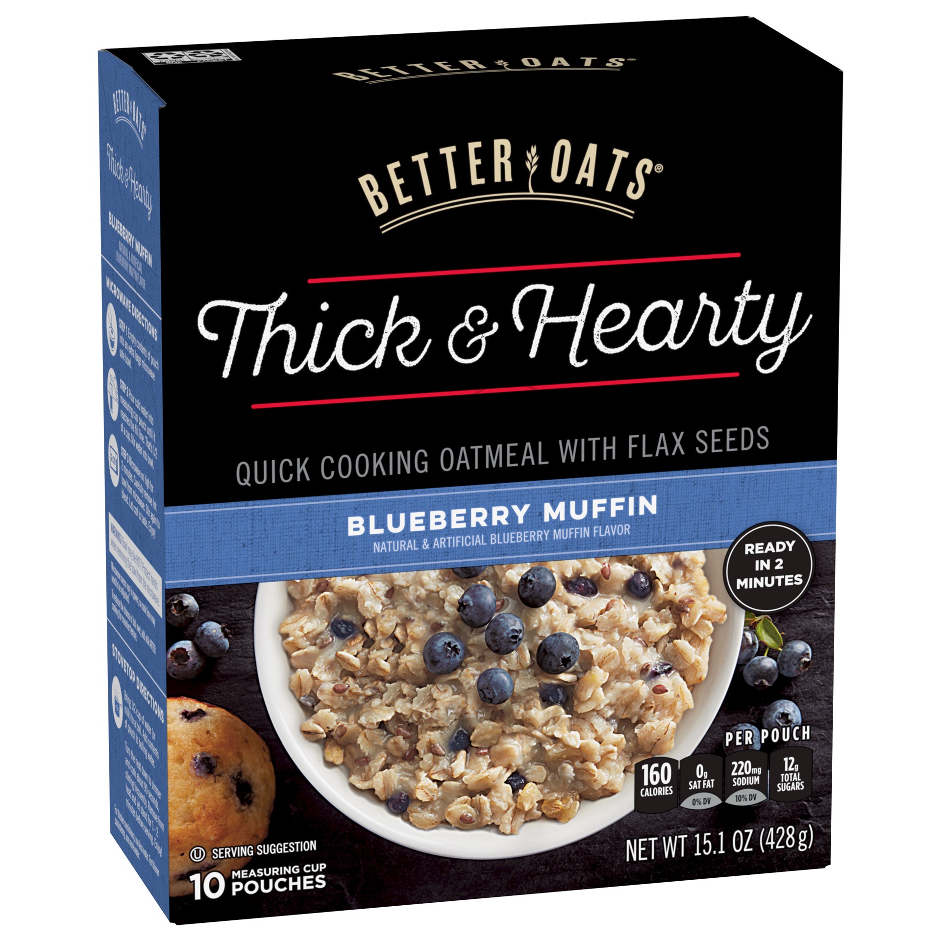 slide 2 of 5, Better Oats Blueberry Muffn Thick Hrty Oatml 10Pk, 15.1 oz