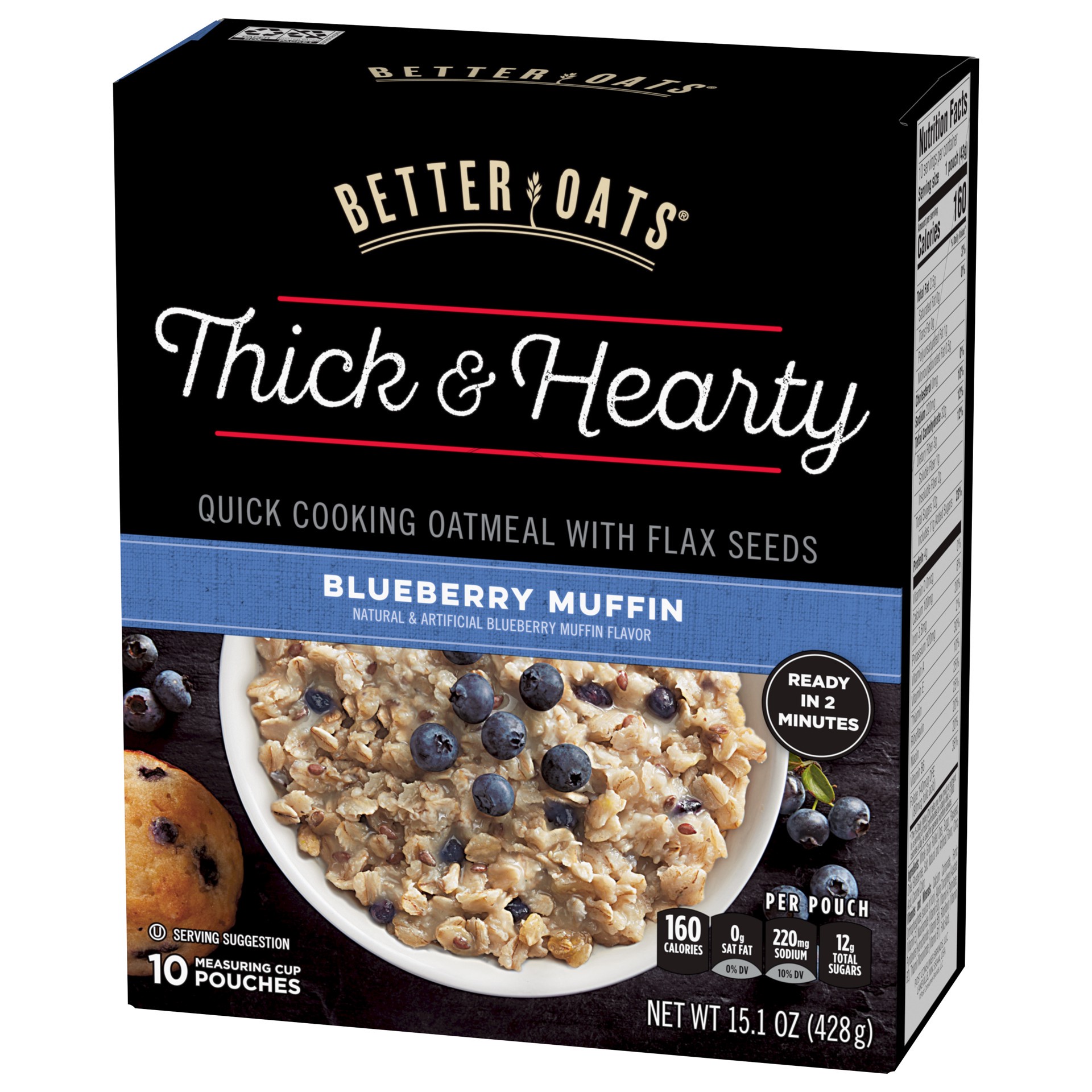 slide 4 of 5, Better Oats Blueberry Muffn Thick Hrty Oatml 10Pk, 15.1 oz