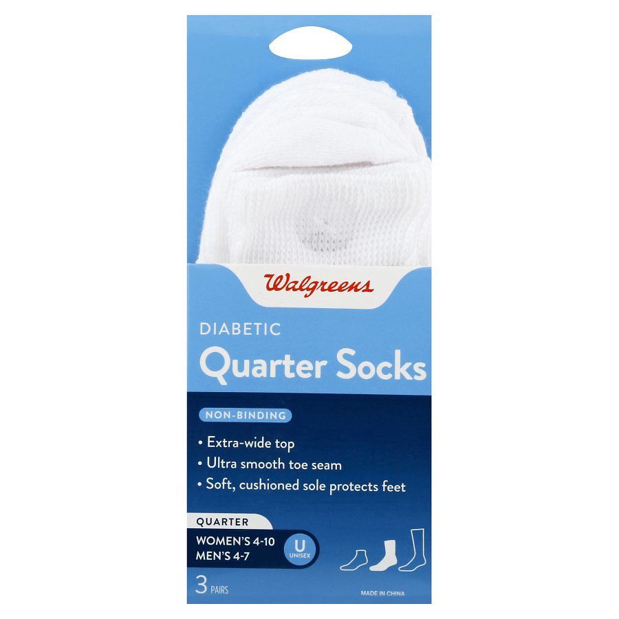 slide 1 of 3, Walgreens Diabetic Quarter Socks For Women 6-10, 3 pair
