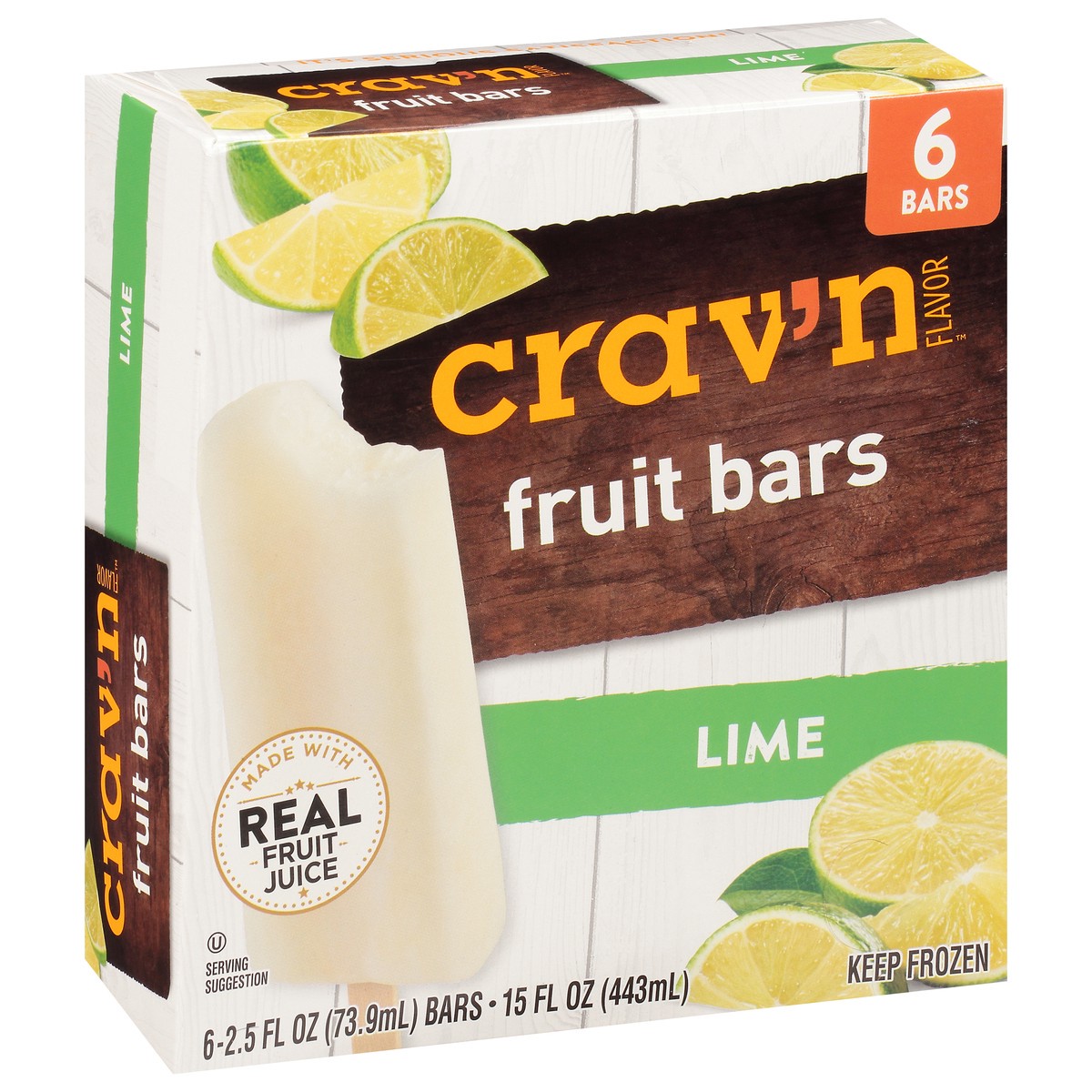 slide 5 of 9, Crav'n Flavor Lime Flavored Fruit Bars 6 ea, 15 fl oz