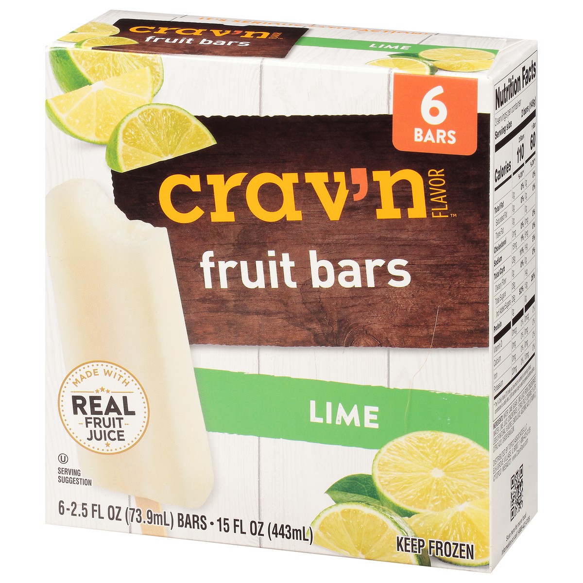 slide 2 of 9, Crav'n Flavor Lime Flavored Fruit Bars 6 ea, 15 fl oz