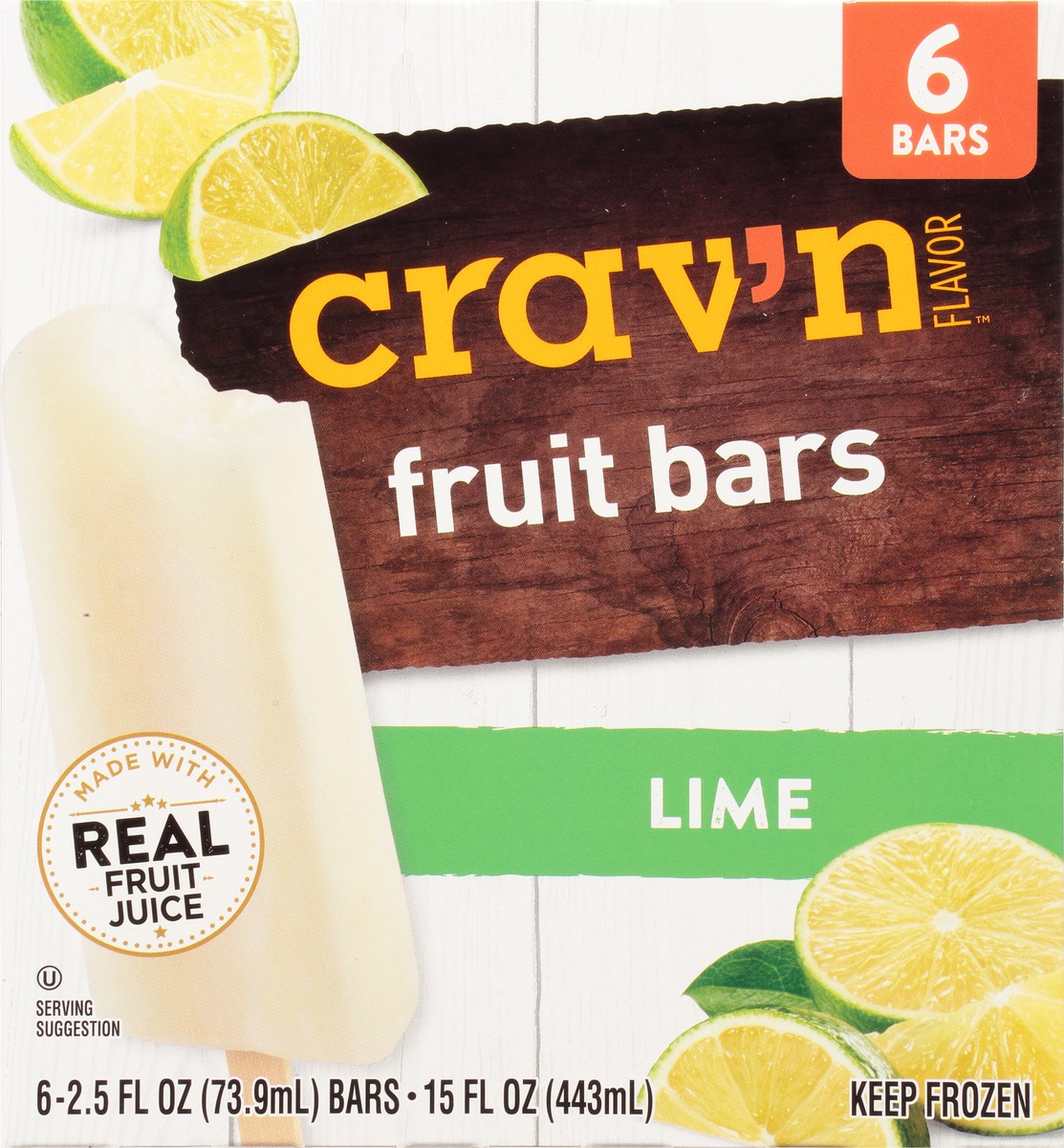 slide 4 of 9, Crav'n Flavor Lime Flavored Fruit Bars 6 ea, 15 fl oz