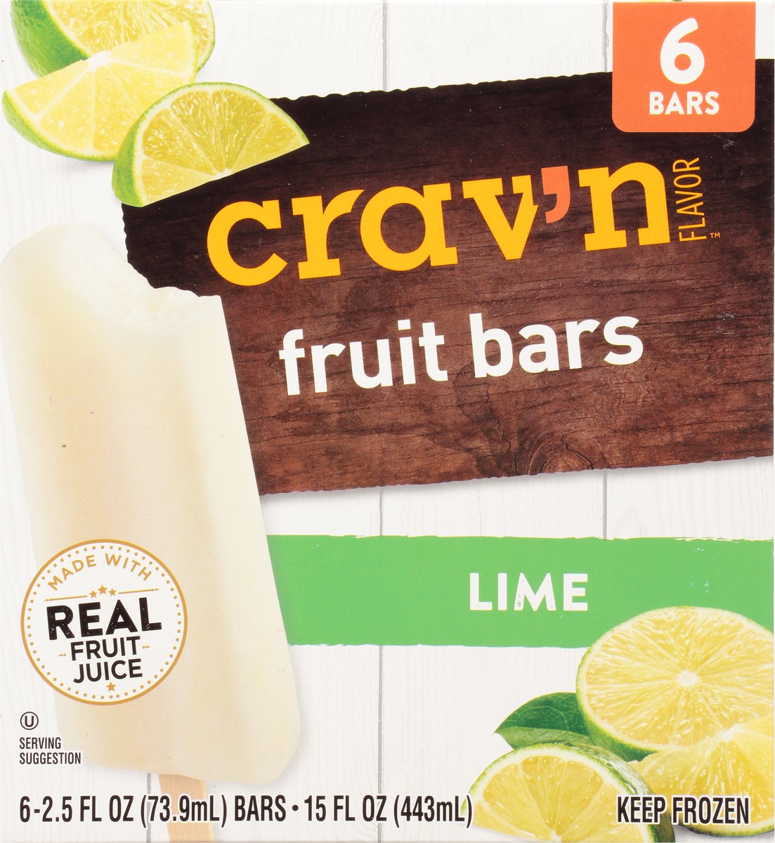 slide 6 of 9, Crav'n Flavor Lime Flavored Fruit Bars 6 ea, 15 fl oz
