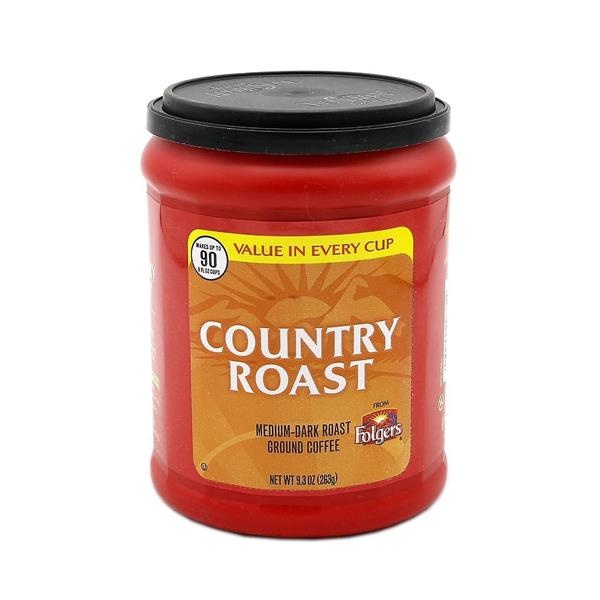 slide 1 of 1, Folgers Country Roast Medium Dark Roast Ground Coffee, 9.3 oz