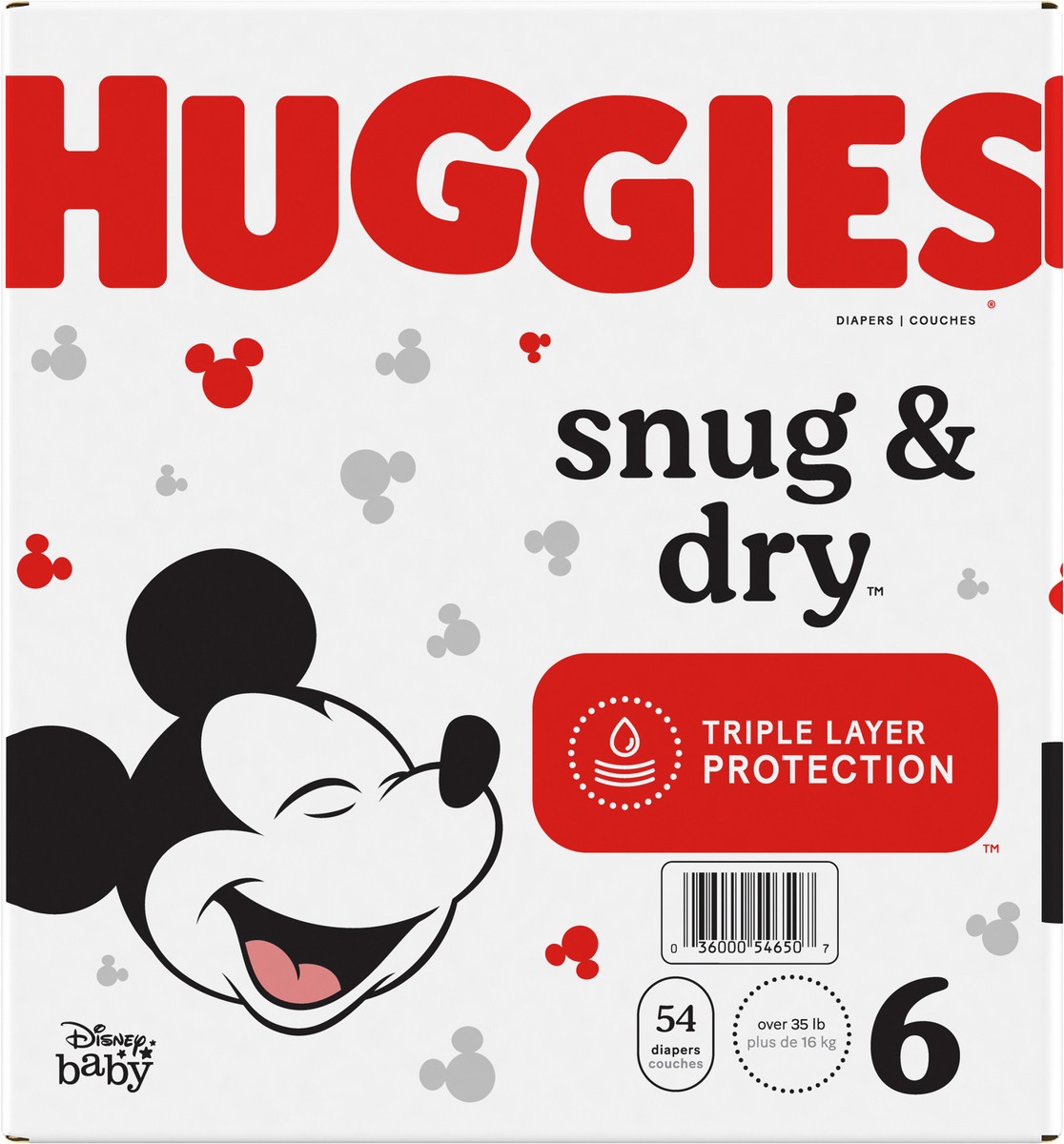slide 6 of 9, Huggies Snug & Dry Baby Diapers, Size 6 (35+ lbs), 54 Ct, 54 ct