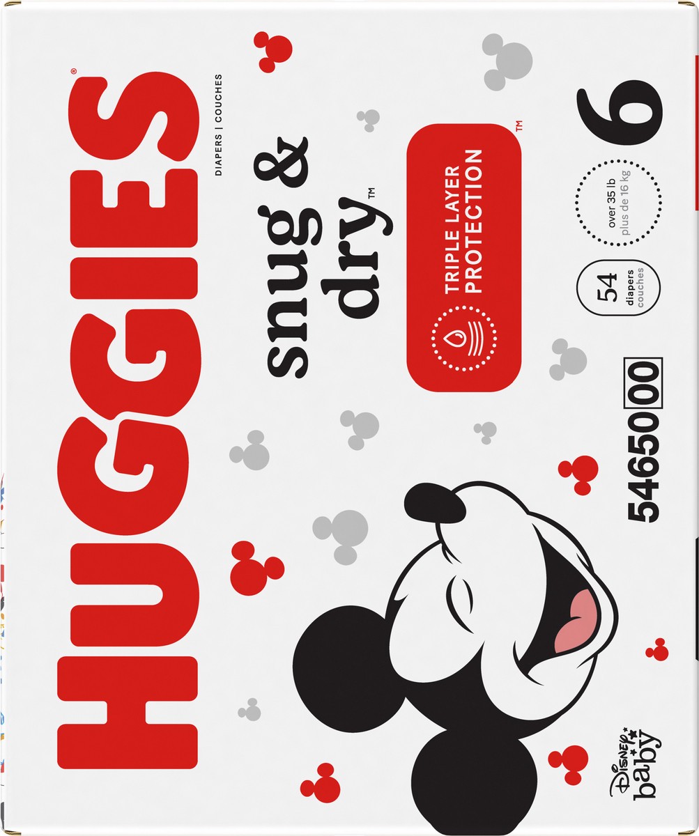 slide 2 of 9, Huggies Snug & Dry Baby Diapers, Size 6 (35+ lbs), 54 Ct, 54 ct