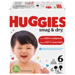 Huggies Snug & Dry Baby Diapers, Size 6 (35+ lbs), 54 Ct