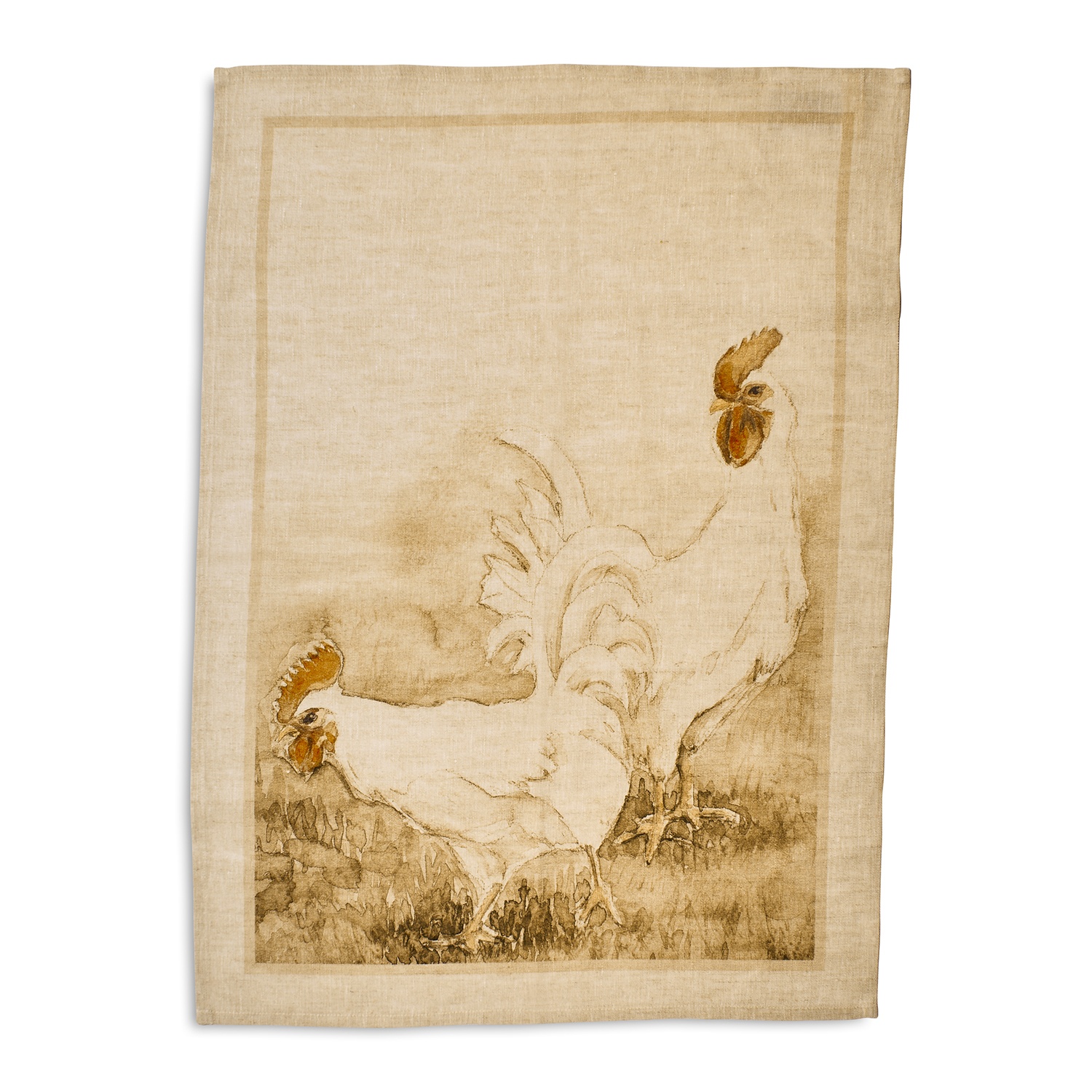 slide 1 of 1, Sur La Table Natural Rooster Linen Kitchen Towel, 28 in x 20 in