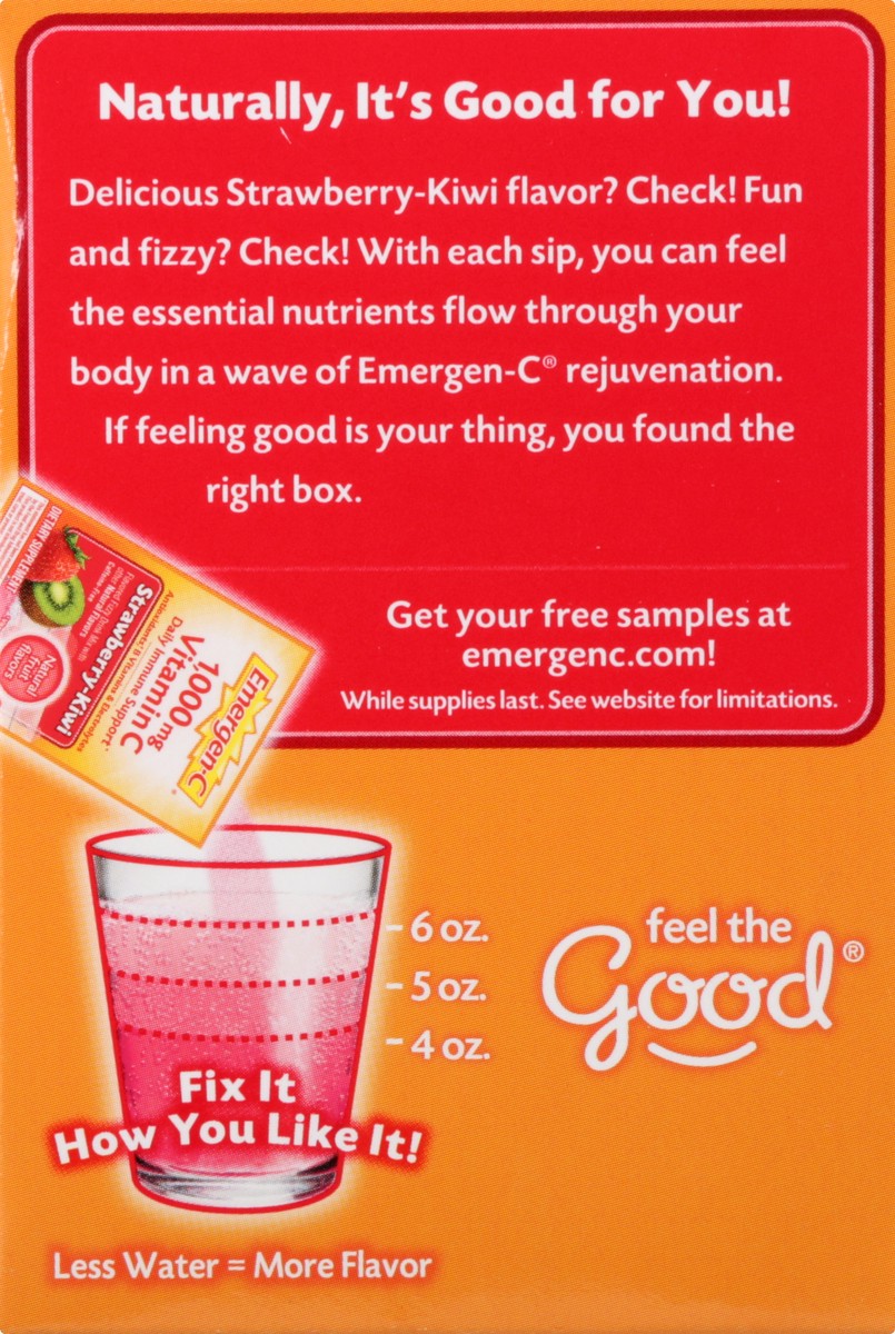 slide 6 of 9, Emergen-C Fizzy Drink Mix 1000 mg Strawberry-Kiwi Vitamin C 30 ea, 30 ct; 0.31 oz