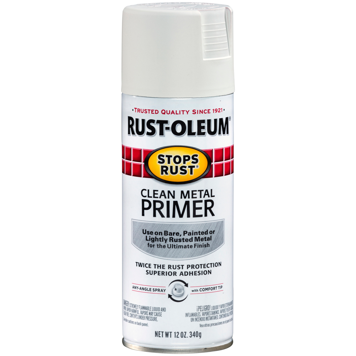 slide 23 of 29, Rust-Oleum Stops Rust Clean Metal Primer Spray 7780830, Flat White, 12 oz
