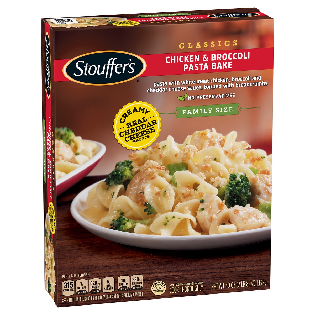 slide 2 of 8, Stouffer's Family Size Cheesy Chicken and Broccoli Pasta Bake Frozen Meal, 40 oz