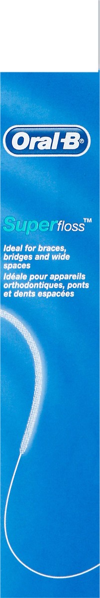 slide 6 of 7, Oral-B Super Floss Pre-Cut Strands, Dental Floss for Bridges, Braces and Wide Spaces, 50 Strands, 50 ct
