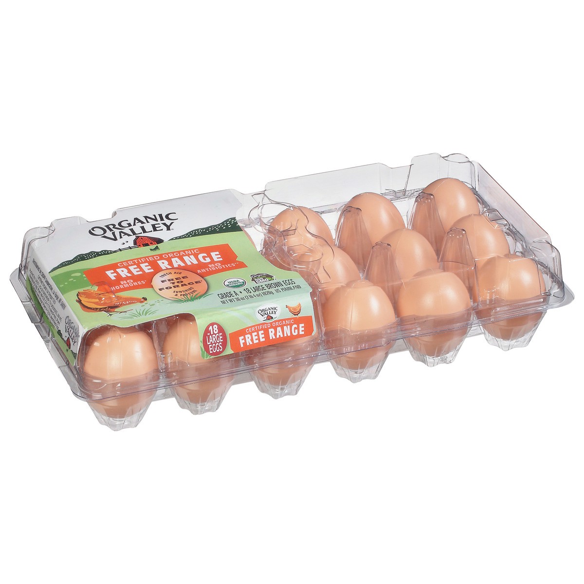 slide 4 of 9, Organic Valley Large Brown Free Range Organic Eggs, 18 ct, 