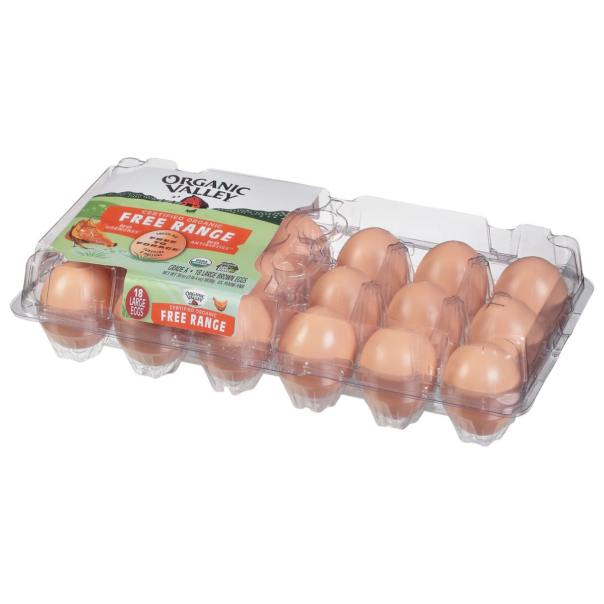 slide 2 of 9, Organic Valley Large Brown Free Range Organic Eggs, 18 ct, 