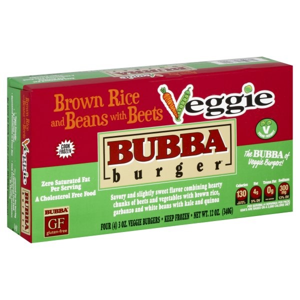 slide 1 of 6, BUBBA Brown Rice and Beans with Beets Veggie Burger, 4 ct; 3 oz