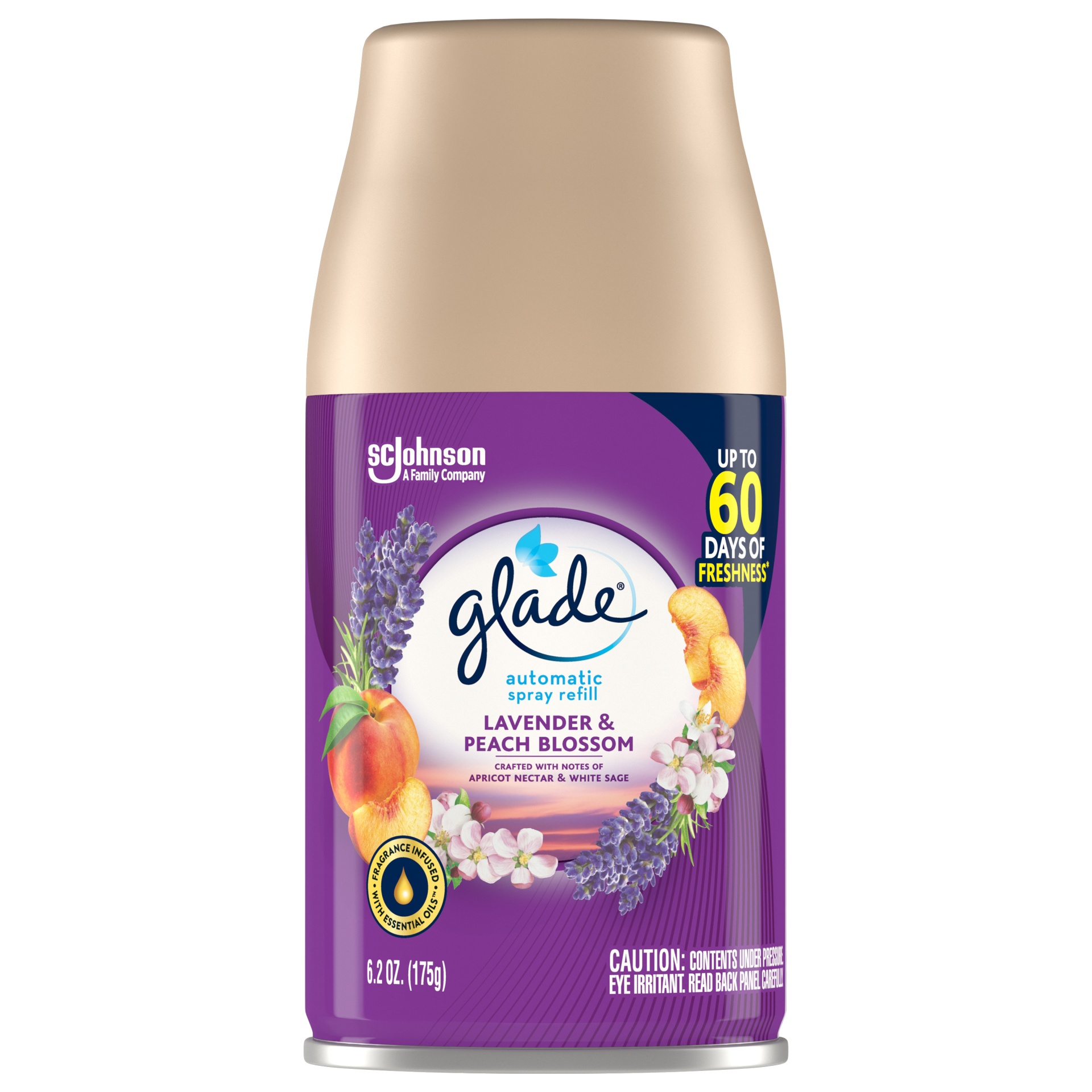 slide 1 of 7, Glade Lavender & Peach Blossom Auto Spray Refill, 6.2 oz