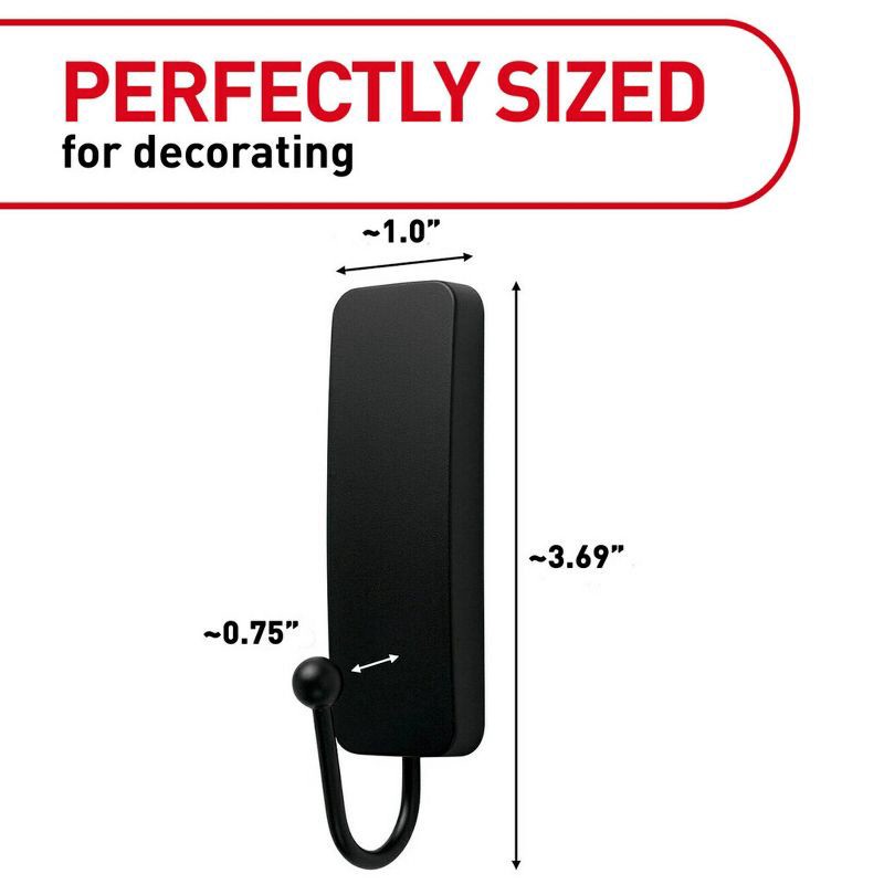 slide 2 of 14, Command Medium Sized Decorative Hook Black: Plastic Painted Hook with Command Strips, 3 lb Capacity, 1 Pack, 3 lb, 1 ct