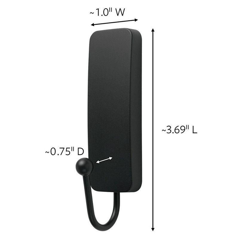 slide 14 of 14, Command Medium Sized Decorative Hook Black: Plastic Painted Hook with Command Strips, 3 lb Capacity, 1 Pack, 3 lb, 1 ct
