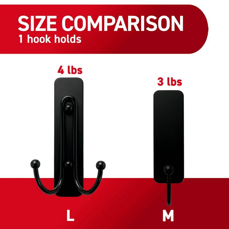 slide 5 of 14, Command Medium Sized Decorative Hook Black: Plastic Painted Hook with Command Strips, 3 lb Capacity, 1 Pack, 3 lb, 1 ct