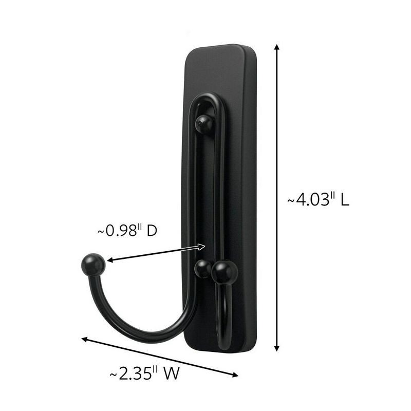 slide 3 of 9, Command Large Sized Double Decorative Hook Matte Black: Wall Hooks, Plastic, Painted Finish, 4 lb Capacity, 4 lb