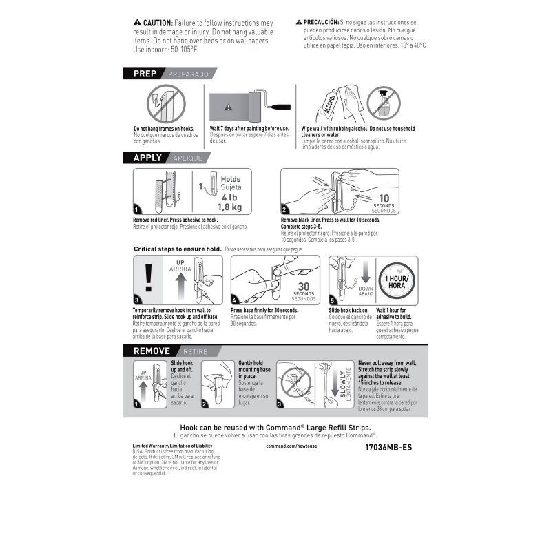 slide 9 of 11, Command Large Sized Double Decorative Hook Matte Black: Wall Hooks, Plastic, Painted Finish, 4 lb Capacity, 4 lb