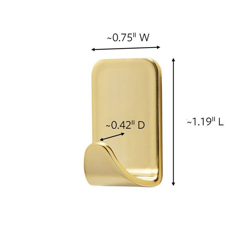 slide 3 of 13, Command Small Sized Metallic Decorative Hooks Brass: Gold Wall Hooks, 0.5 lb Capacity, 4 Pack, 0.5 lb, 4 ct