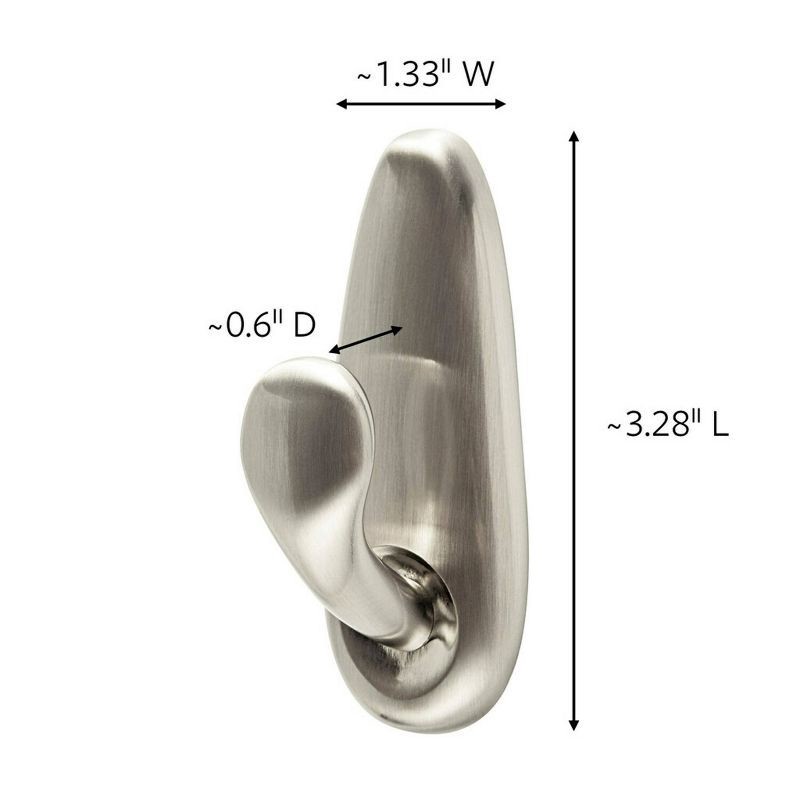 slide 12 of 12, Command 2pk Medium Sized Forever Classic Decorative Hooks Brushed Nickel: Metal Wall Hooks, 3 lb Capacity, Silver, 2 ct, 3 lb