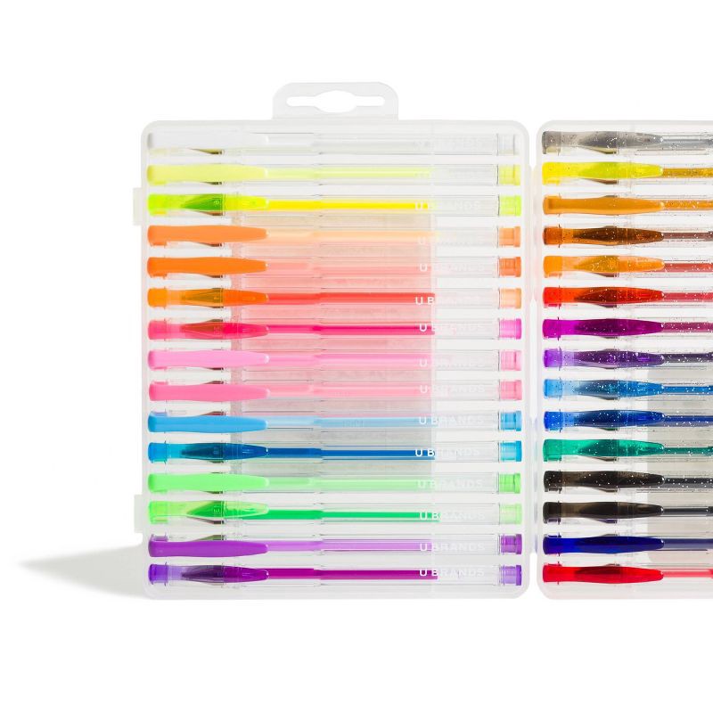 slide 4 of 5, 30ct Gel Pens in Case - U Brands: Multicolored 0.7mm Glitter & Colored Pens for Girls, Art & Stationery, Non-Toxic, Teacher Supplies, 30 ct