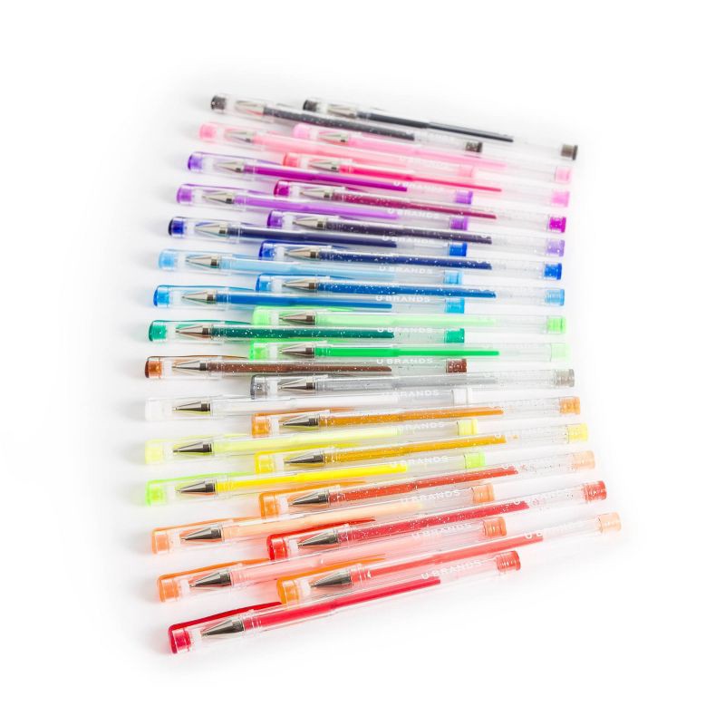 slide 5 of 5, 30ct Gel Pens in Case - U Brands: Multicolored 0.7mm Glitter & Colored Pens for Girls, Art & Stationery, Non-Toxic, Teacher Supplies, 30 ct