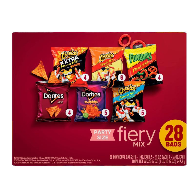 slide 2 of 8, Frito-Lay Snacks Fiery Mix Party Size Spicy Variety Pack - 28ct, 28 ct