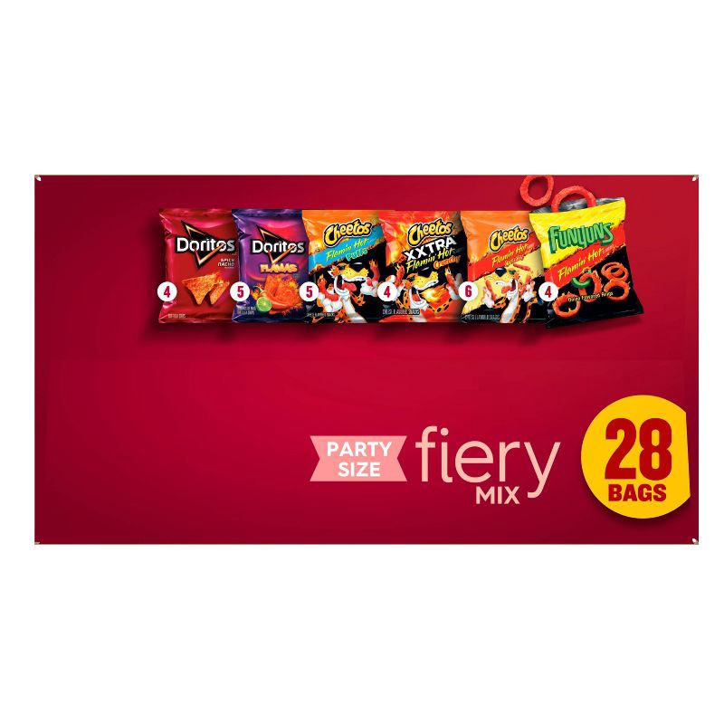 slide 7 of 8, Frito-Lay Snacks Fiery Mix Party Size Spicy Variety Pack - 28ct, 28 ct